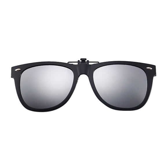 Polarized Clip On Sunglasses for Prescription Glasses, Flip Up Lens Overlay Lightweight Frame Attachment for Men Women Driving Fishing Commuting Gray