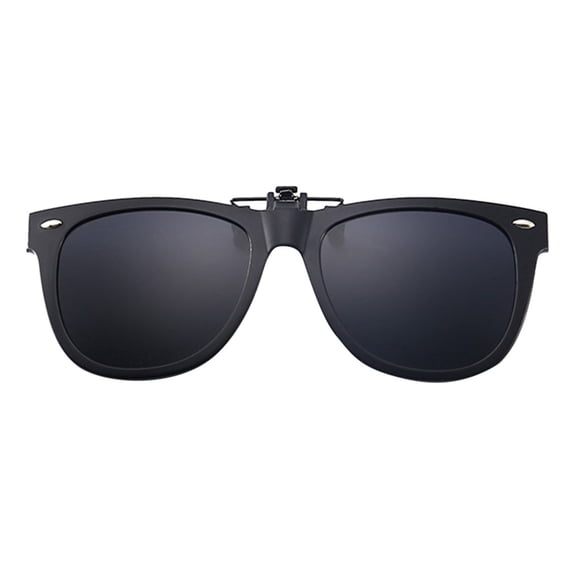 Polarized Clip On Sunglasses for Prescription Glasses, Flip Up Lens Overlay Lightweight Frame Attachment for Men Women Driving Fishing Commuting Black