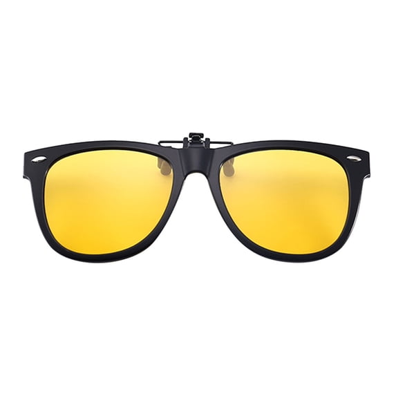 Polarized Clip On Sunglasses for Prescription Glasses, Flip Up Lens Overlay Lightweight Frame Attachment for Men Women Driving Fishing Commuting Yellow