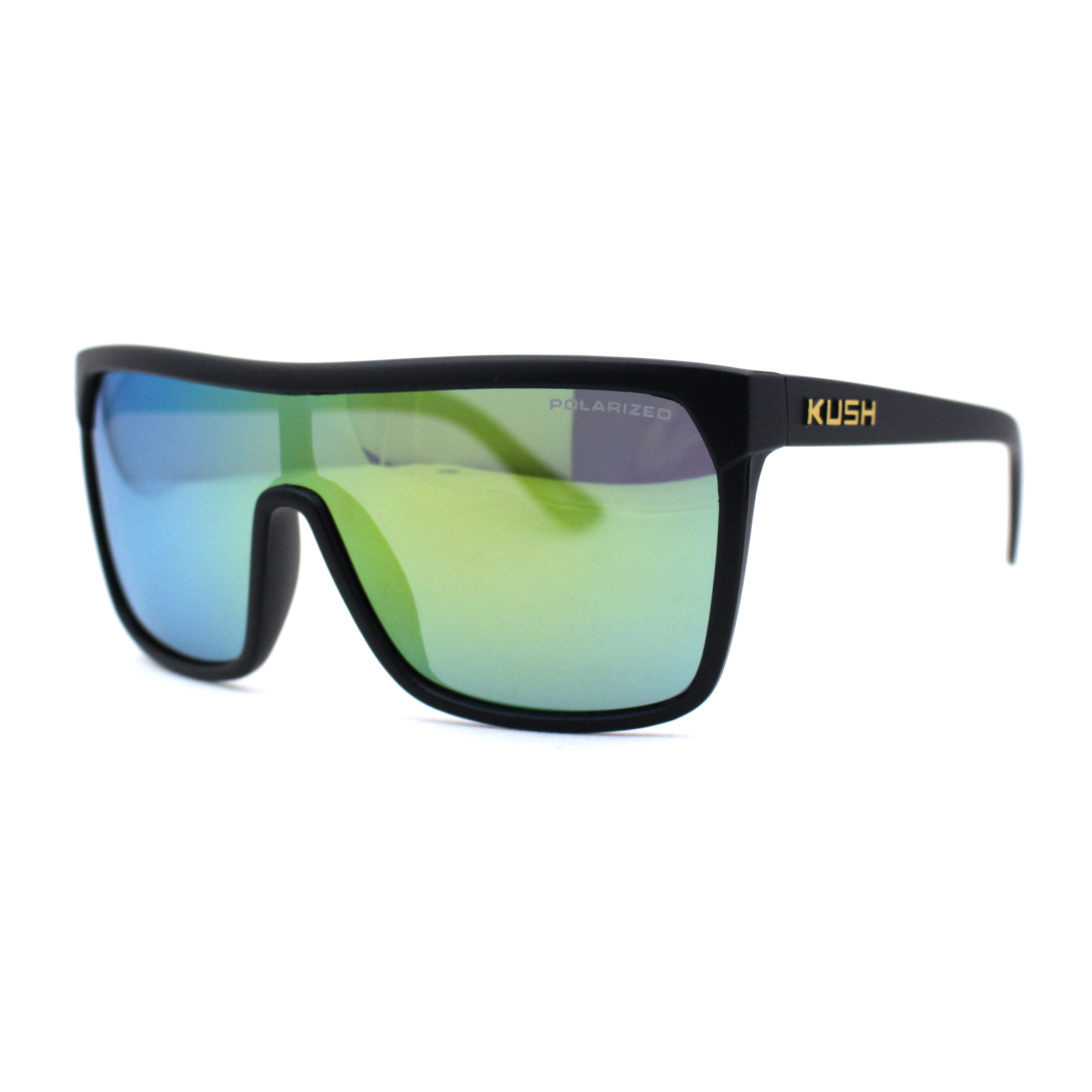 Polarized Color Mirror Kush Flat Top Shield Sport Oversize Sunglasses Yellow Logo Yellow Mirror