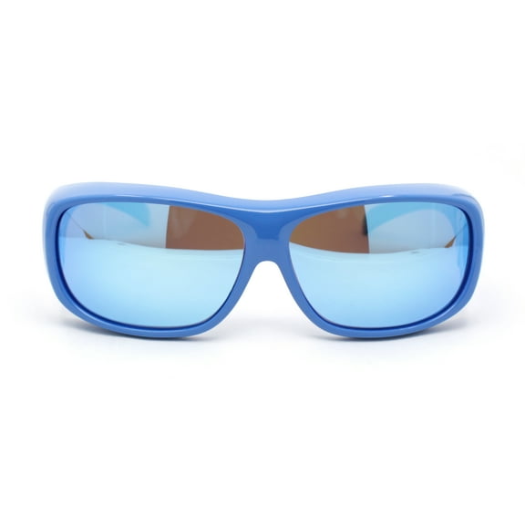 Polarized Colorful Mirror Lens Rectangle 62mm Fit Over Sunglasses Over Glasses Blue Mirror