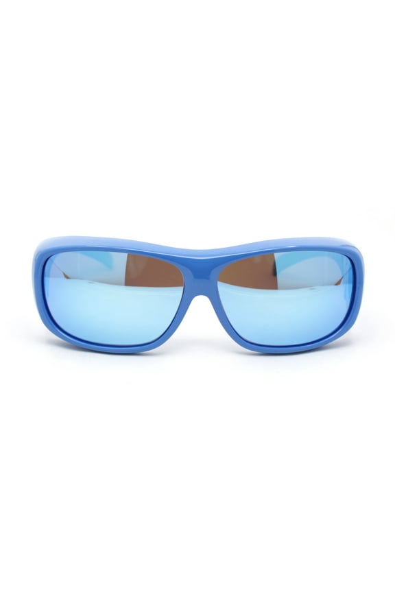 Polarized Colorful Mirror Lens Rectangle 62mm Fit Over Sunglasses Over Glasses Blue Mirror