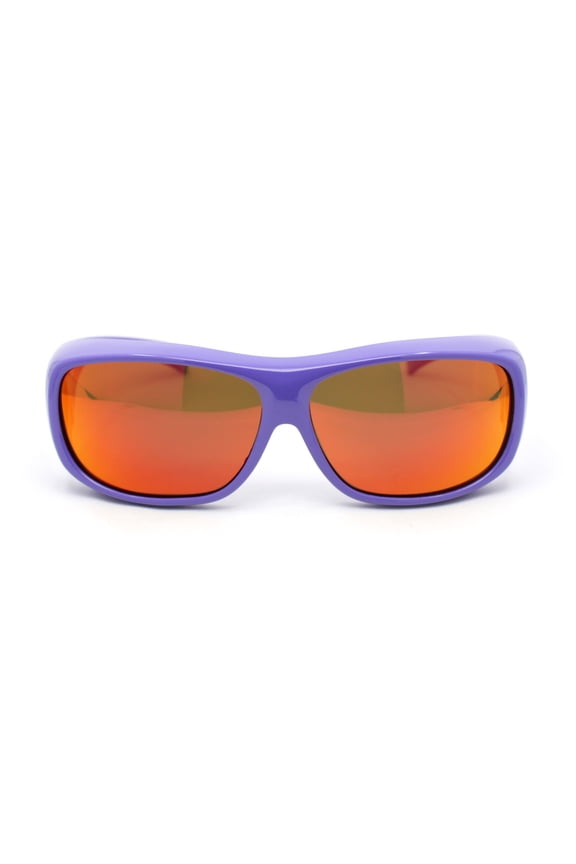Polarized Colorful Mirror Lens Rectangle 62mm Fit Over Sunglasses Over Glasses Purple - Red Mirror