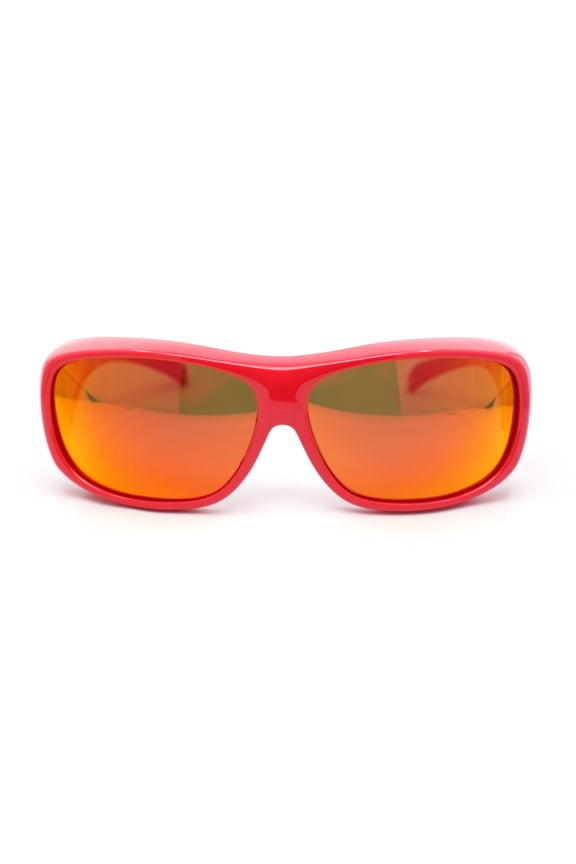 Polarized Colorful Mirror Lens Rectangle 62mm Fit Over Sunglasses Over Glasses Red Mirror