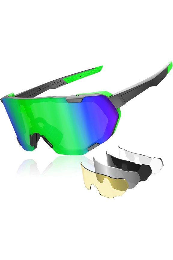 Polarized Cycling Glasses Men Women 5 Interchangeable Lenes UV400 Sunglasses Baseball Running Fishing...