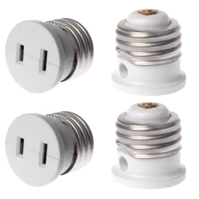 Polarized E26 Base Light Bulb Socket Plug Convert Any E26 Socket into 2 Prong Outlet | 4 Pack