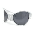 thumbnail image 1 of Polarized Exaggerated XXL Wrap Curved Mask Style Plastic Sunglasses Silver - Black, 1 of 4