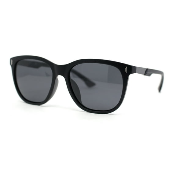 Polarized Fancy Gentlemans Horn Rim Sleek Plastic Rectangle Sunglasses Matte Black - Black