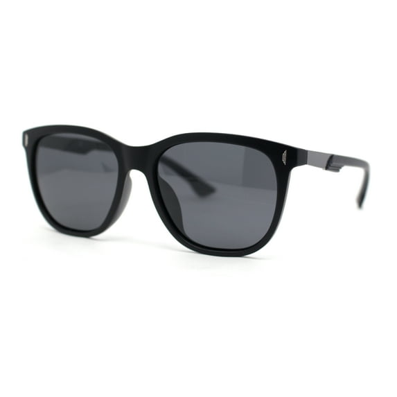 Polarized Fancy Gentlemans Horn Rim Sleek Plastic Rectangle Sunglasses Matte Black - Black