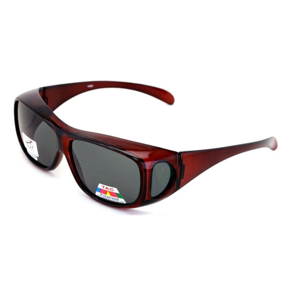 Polarized Fit Over Glasses Sunglasses Rectangular Frame 63MM Brown with Black Lens