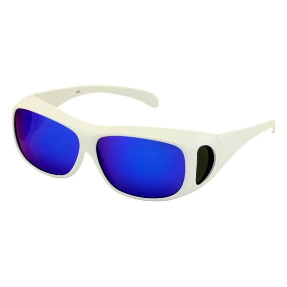 V.W.E. Polarized Fit Over Glasses Sunglasses Rectangular Frame White Ice