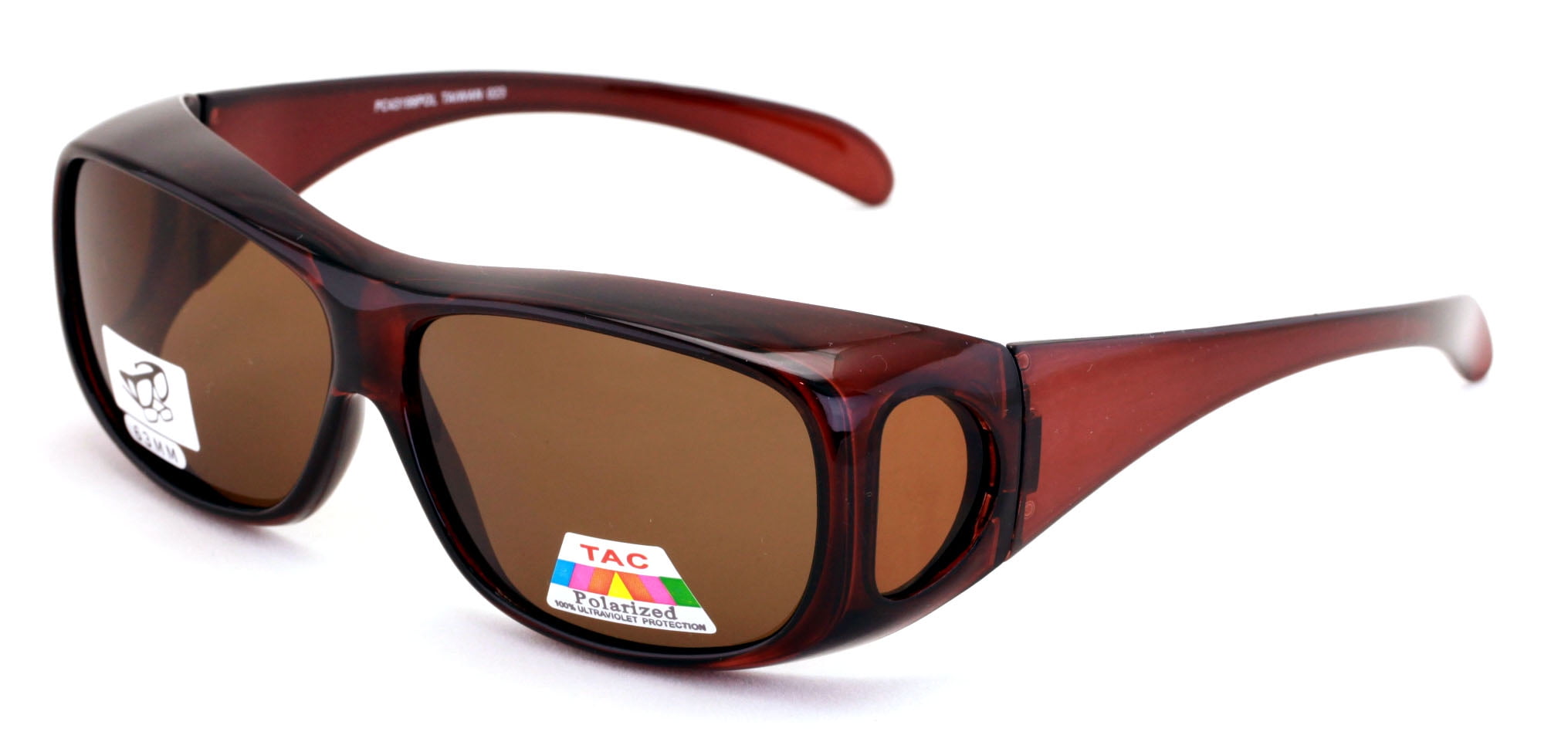 Polarized Fit Over Glasses Sunglasses Rectangular Frame Black Brown
