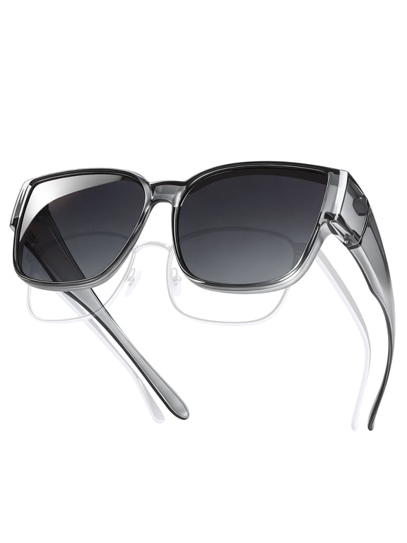 Polarized Fit Over Sunglasses for Men Women, UV400 Over Glasses Sunglasses, Lightweight 24g TR90 Oversize Fitover for Driving Fishing