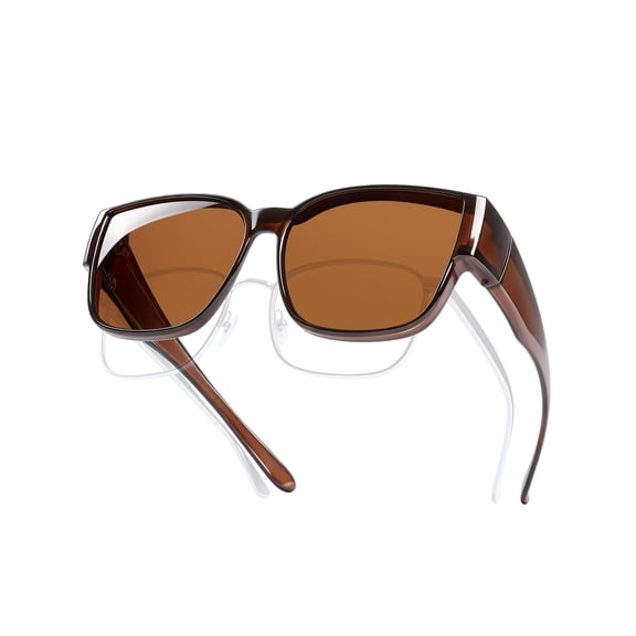 Polarized Fit Over Sunglasses for Men Women, UV400 Over Glasses Sunglasses, Lightweight 24g TR90 Oversize Fitover for Driving Fishing