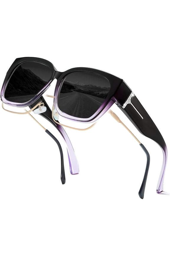 Polarized Fit Over Sunglasses with Rhinestone for Women UV400 Protection Sun Glasses TS7511