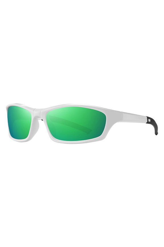 Polarized Foldable Sunglasses with TR90 Frame for Cycling and Sports Lightweight Portable and UV Protection Bright Solid White Green Mirror