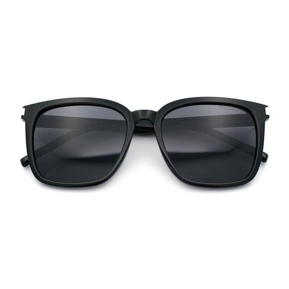 Polarized Gentlemanly Classy Rectangle Horn Rim Plastic Fashion Sunglasses All Black