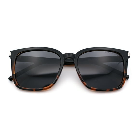 Polarized Gentlemanly Classy Rectangle Horn Rim Plastic Fashion Sunglasses Black Tortoise - Black