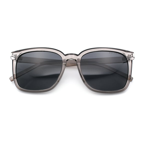 Polarized Gentlemanly Classy Rectangle Horn Rim Plastic Fashion Sunglasses Slate - Black