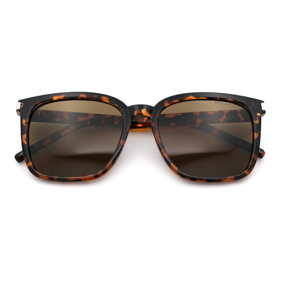 Polarized Gentlemanly Classy Rectangle Horn Rim Plastic Fashion Sunglasses Tortoise - Brown