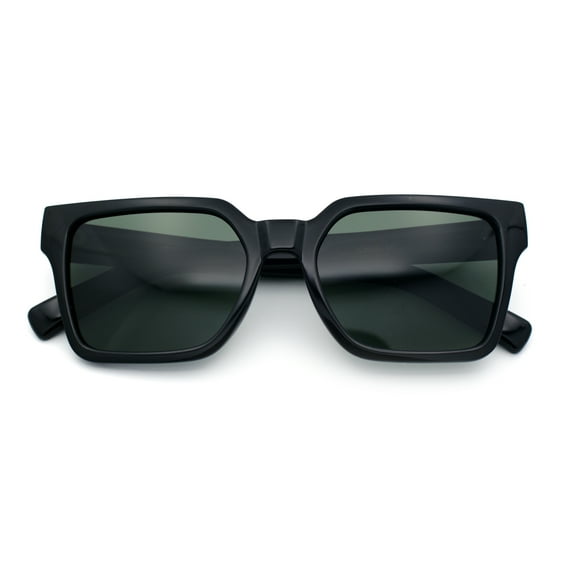 Polarized Gentlemanly Horn Rim Rectangle Plastic Minimalist Sunglasses Black - Green