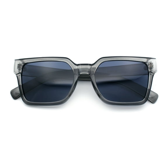 Polarized Gentlemanly Horn Rim Rectangle Plastic Minimalist Sunglasses Slate - Black