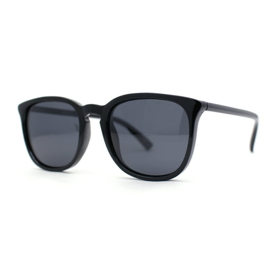 Polarized Gentlemanly Minimal Keyhole Bridge Thin Horn Rim Sunglasses Shiny Black - Black