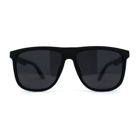 Polarized Hipster Flat Top Horn Rim Light Weight Slick Sunglasses Matte Black