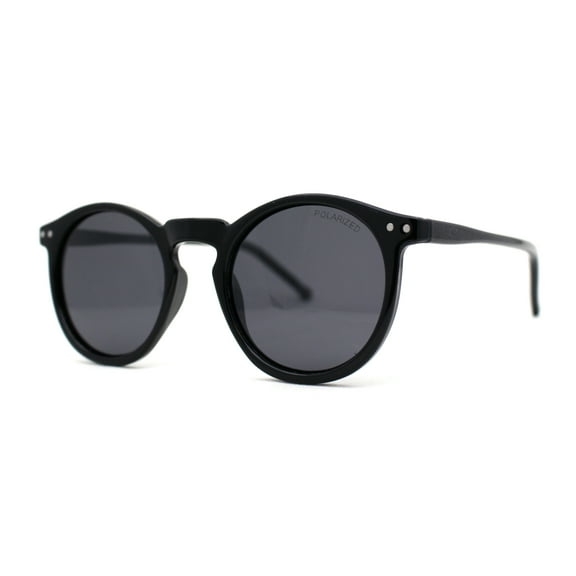 Polarized Hipster Round Keyhole Horn Rim Thin Plastic Sunglasses All Black