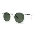 thumbnail image 1 of Polarized Hipster Round Keyhole Horn Rim Thin Plastic Sunglasses Frost Tortoise Green, 1 of 4