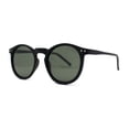 thumbnail image 1 of Polarized Hipster Round Keyhole Horn Rim Thin Plastic Sunglasses Matte Black Green, 1 of 4