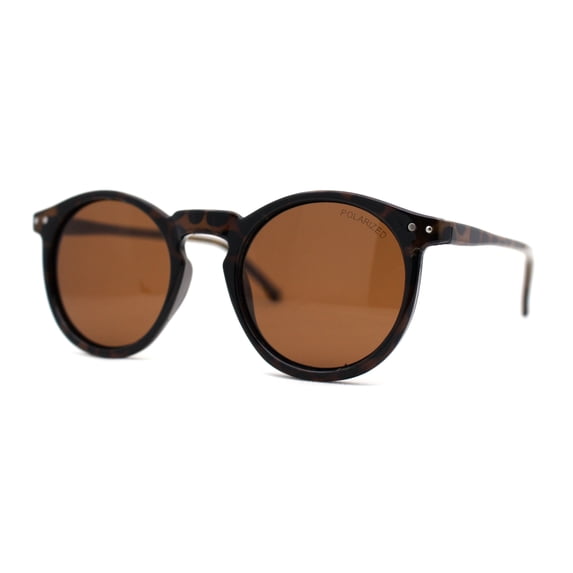 Polarized Hipster Round Keyhole Horn Rim Thin Plastic Sunglasses Tortoise Brown