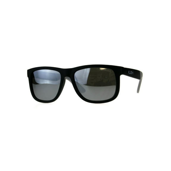 Polarized Kush Mens Rectangular Color Mirror Lens Sport Horn Rim Sunglasses Black Grey Mirror