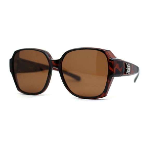 Polarized Large Oversized Barricade Rectangle Fit Over OTG Sunglasses Tortoise Brown