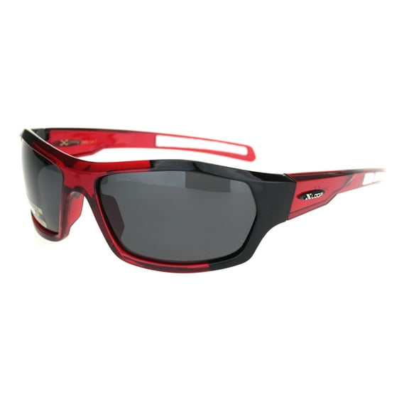 Polarized Lens Classic 90s Sport Rectangular Warp Sunglasses Black Red Black