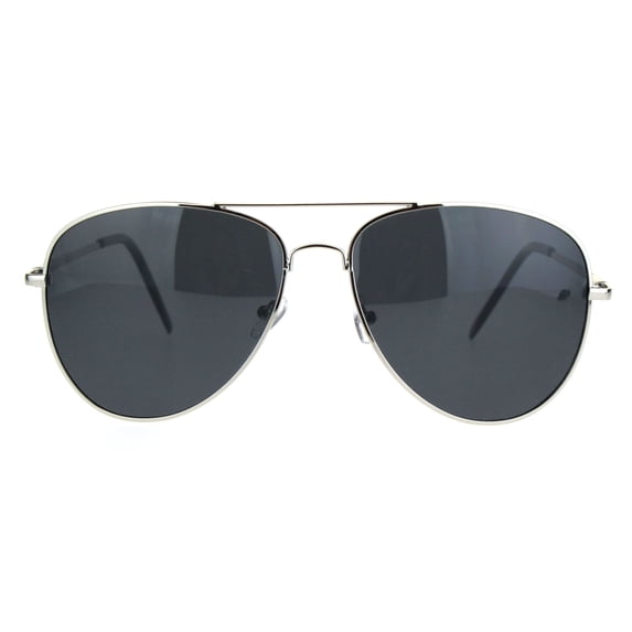 Polarized Lens Mens Classic Pilots Metal Rim Officer Style Sunglasses Silver Black