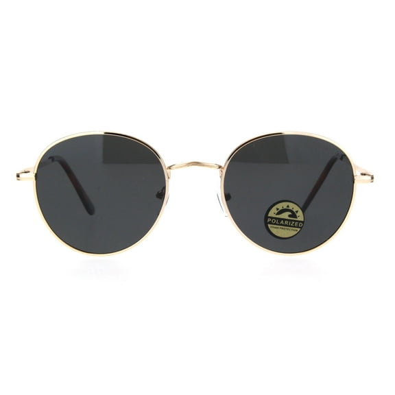 Polarized Lens Mens Trendy Hipster Dad Shade Round Oval Sunglasses Gold Black
