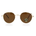 thumbnail image 1 of Polarized Lens Mens Trendy Hipster Dad Shade Round Oval Sunglasses Gold Brown, 1 of 4