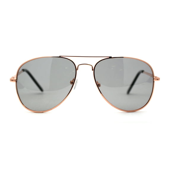 Polarized Light Grey Lens Mens Iconic Pilots Metal Rim Officer Sunglasses Rose Gold