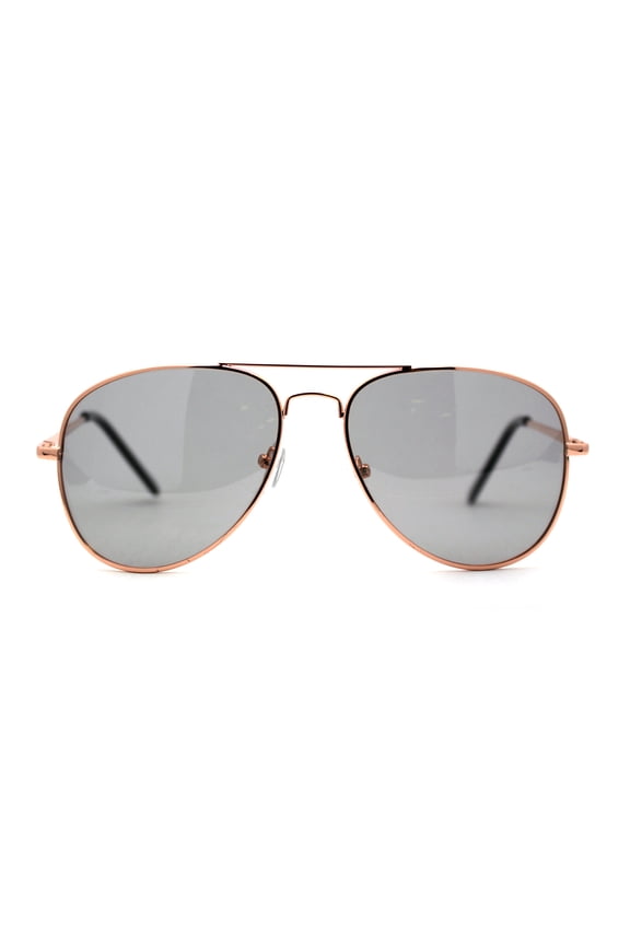 Polarized Light Grey Lens Mens Iconic Pilots Metal Rim Officer Sunglasses Rose Gold