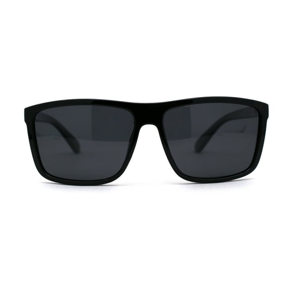 Polarized Light Weight Mens Sporty Plastic Horn Sunglasses Shiny Black