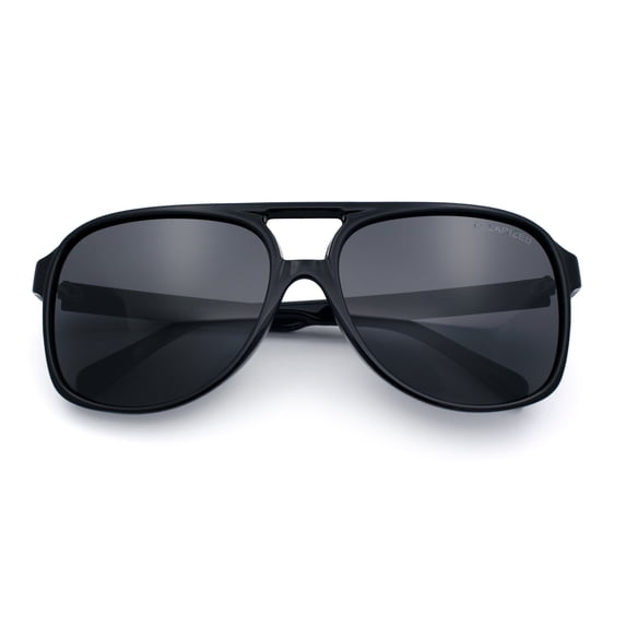 Polarized Mens Classic Oversized Racer Sport Plastic Sunglasses Shiny Black - Black