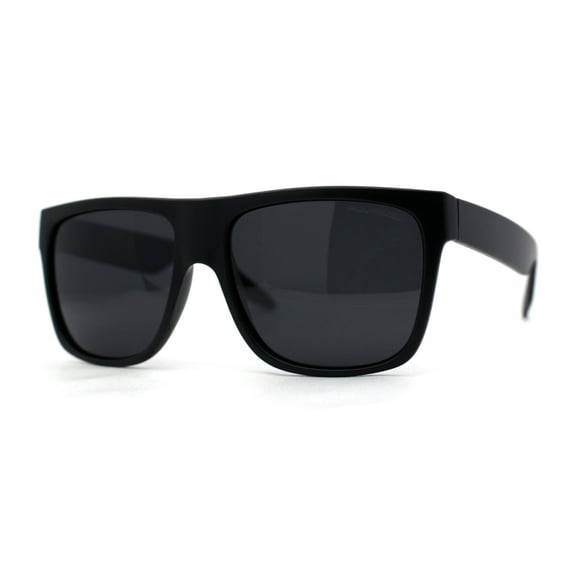 Polarized Mens Classic Sport Flat Top Horn Rim Large Sunglasses Matte Black