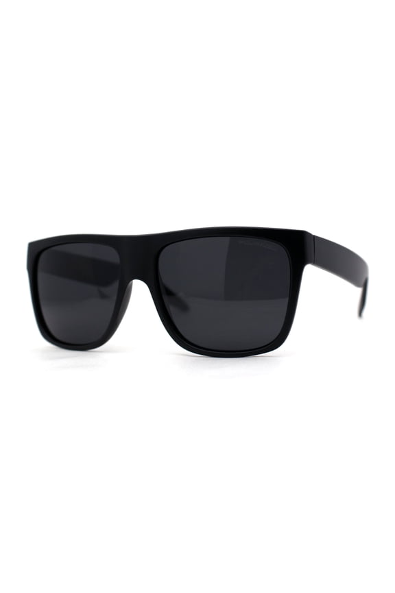 Polarized Mens Classic Sport Flat Top Horn Rim Large Sunglasses Matte Black