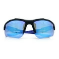 thumbnail image 1 of Polarized Mens Color Mirror Baseball Half Rim Wrap Sport Plastic Sunglasses Black Blue - Blue Mirror, 1 of 8