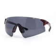 thumbnail image 1 of Polarized Mens Cool Futuristic Curved Shield Rimless Plastic Sport Sunglasses Tortoise - Black, 1 of 4