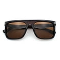 thumbnail image 1 of Polarized Mens Flat Top Horn Rim Plastic Rectangle Mogul Sunglasses All Brown, 1 of 7