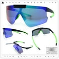 thumbnail image 1 of Polarized Mens Flip Up Rimless Oversized Shield Plastic Sport Sunglasses Black Green - Teal Mirror, 1 of 7