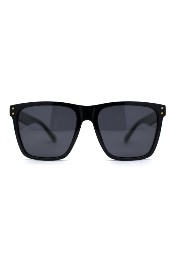 Polarized Mens Gentlemans Horn Rim Plastic Hipster Sunglasses Shiny Black