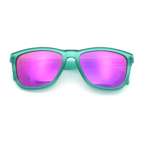 Polarized Mens Kush Color Mirror Pop Sport Horn Rim Sunglasses [Green - Purple Mirror]